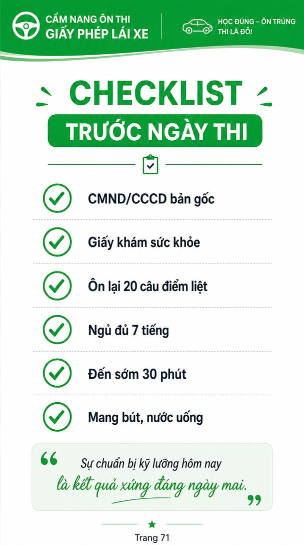 Trang 71 - Checklist trước thi